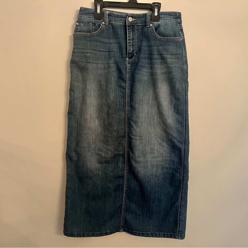 Denim Maxi long Skirt Christopher & Banks sz 4